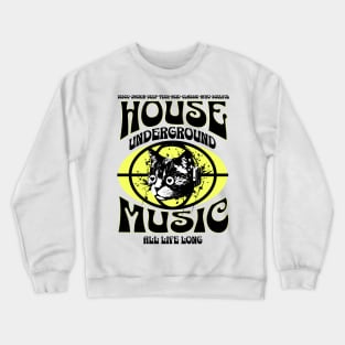 HOUSE MUSIC  - Underground Cat (Black/Yellow) Crewneck Sweatshirt